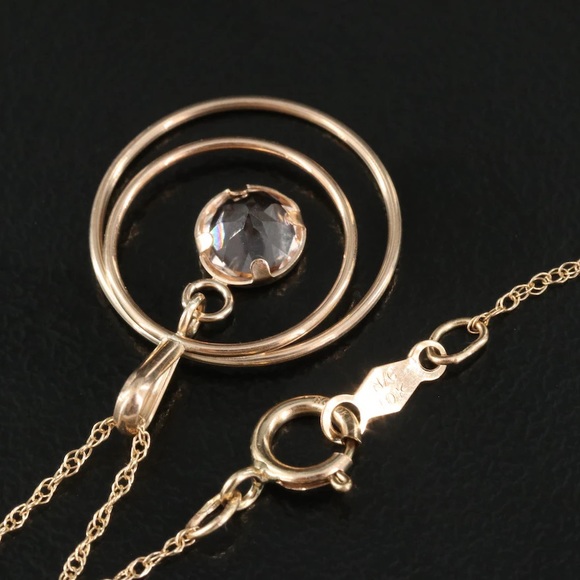 10k Earrings & Necklace w-Morganite Pendant - Picture 5 of 10